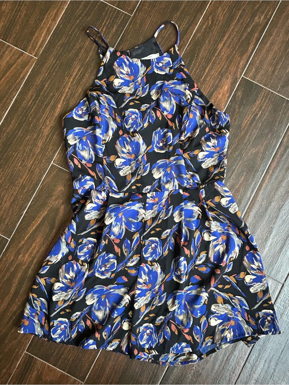 Lush Black Floral Romper with Keyhole Back